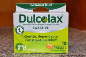 Box of laxative (Dulcolax) tablets for DIY First Aid Kit