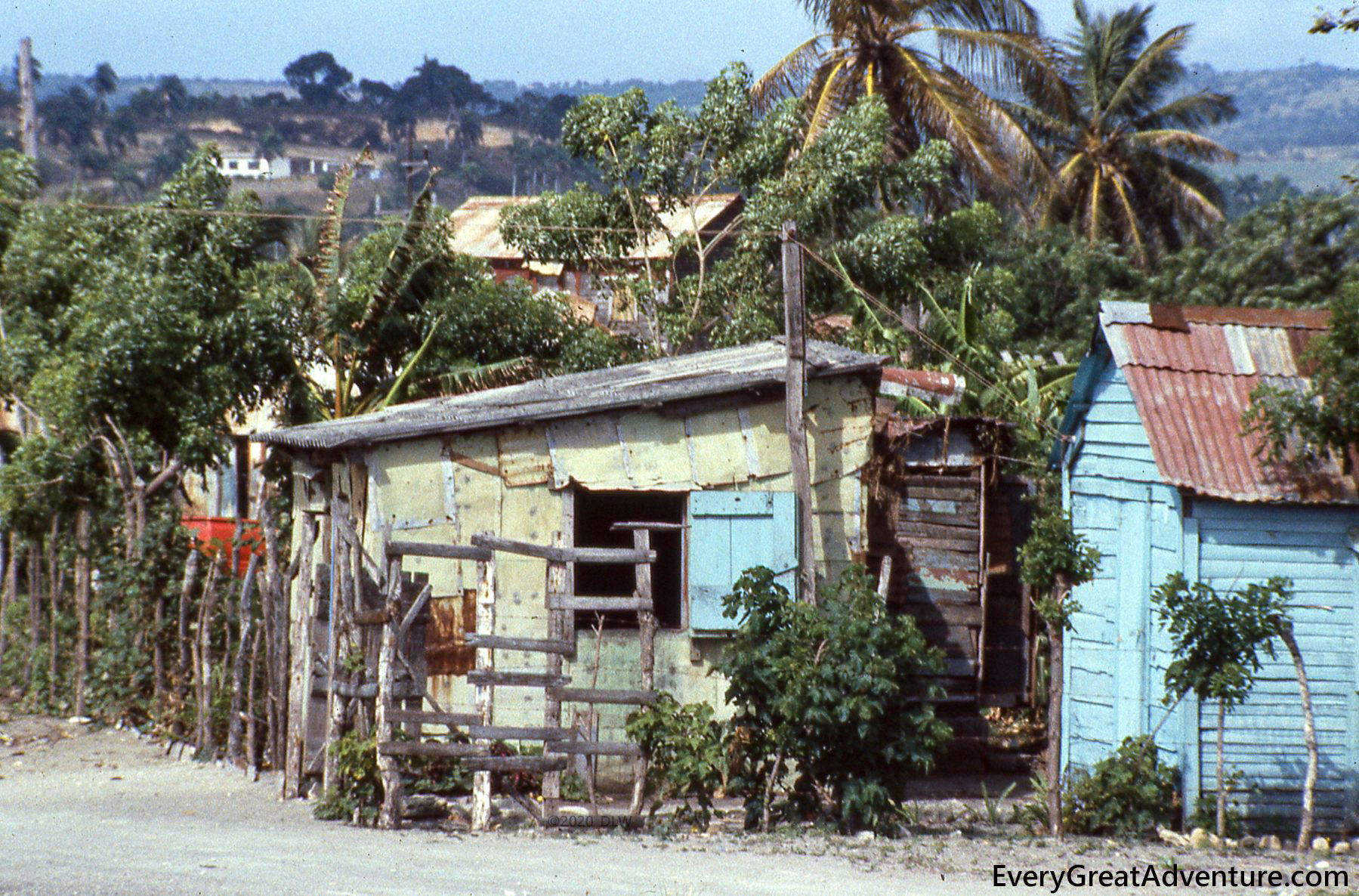ramshackle housing on the island of Haiti