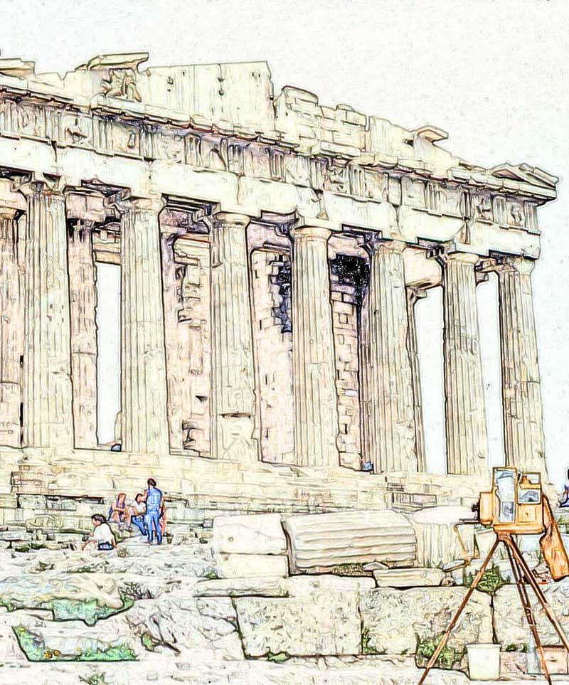 Color Pencil drawing of the Parthenon
