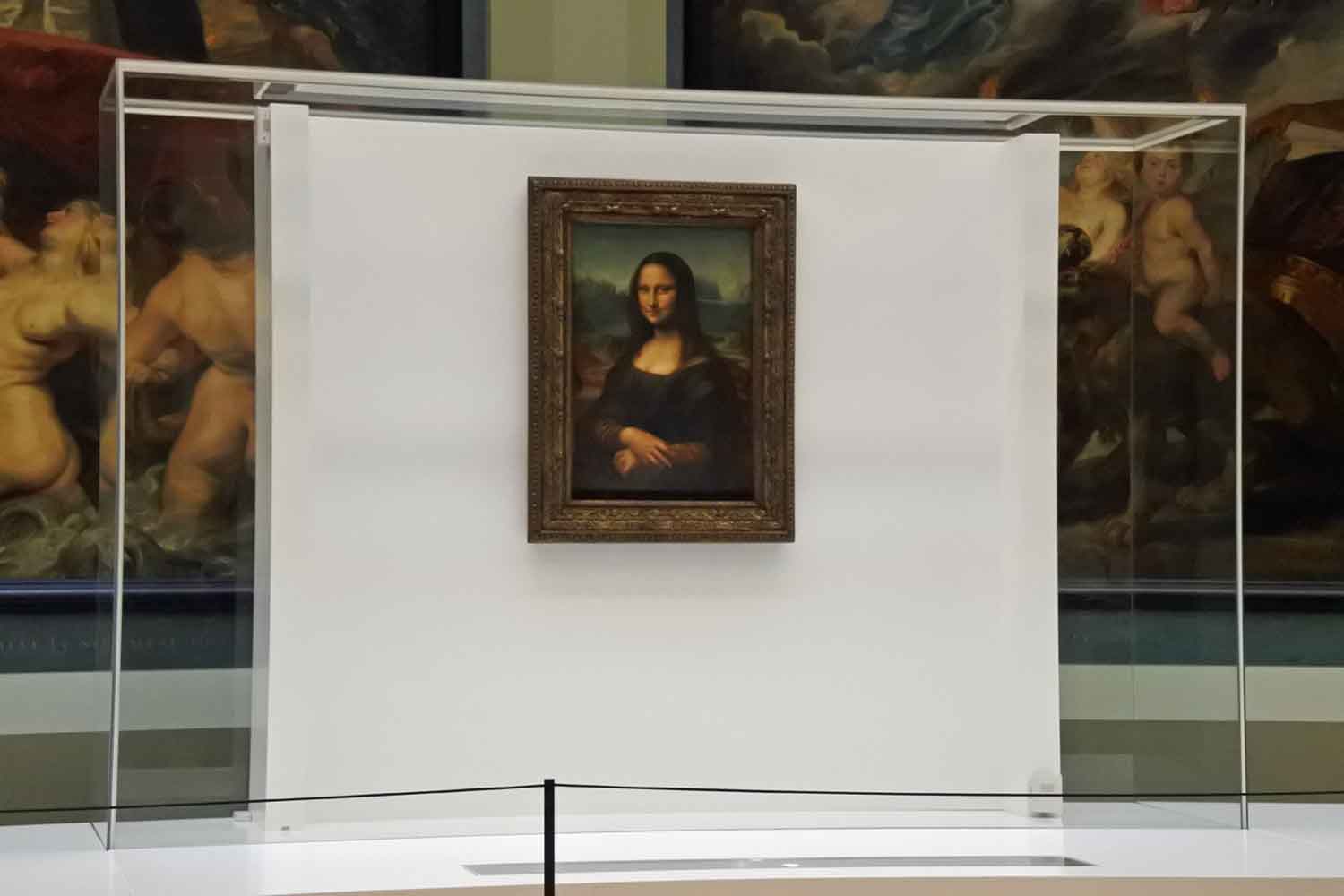 The Mona Lisa in a temporary viewing area
