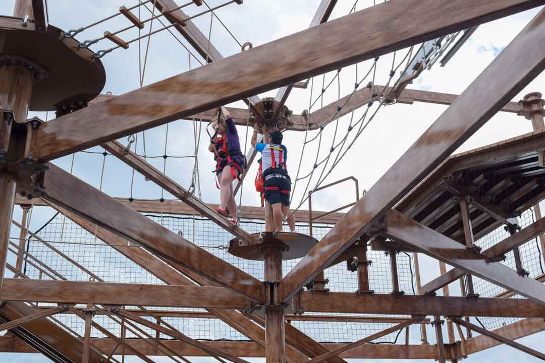 Ropes course on cruise ship NCL Getaway demonstrating difference in cruise lines