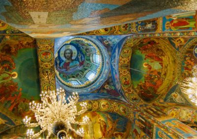 Elaborate mosaics on walls and ceiling of church